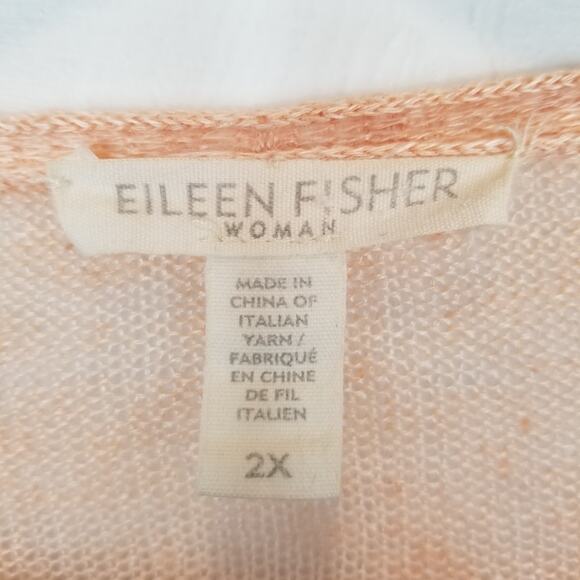 Eileen Fisher Woman 100% Linen Lightweight Open Front Cardigan Peach Size 2X - Picture 3 of 5